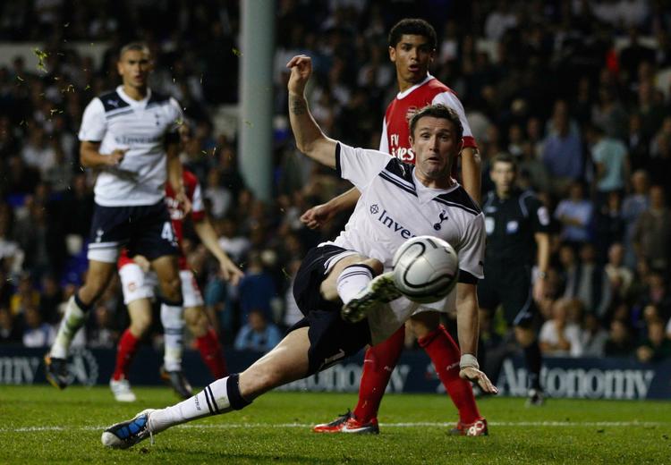 derby. Tottenhams  Robbie Keane blev holdets enlige målscorer i nederlaget mod lokalrivalerne fra Arsenal. 