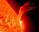 Solstorm. Naturfænomenet solstorm fanget på et billede fra Nasa 8. september. 