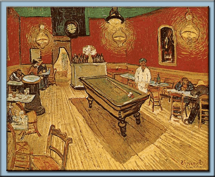 Vangogh. Vincent van Goghs færdige version af 'Natcaféen' fra 1888 hænger i Yale universitetets kunsthal. 