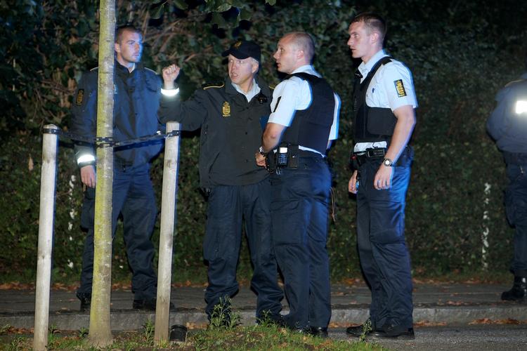 POLITI. Politiet gennemsøger Lindevangsparken med hjælp fra politihunde. 