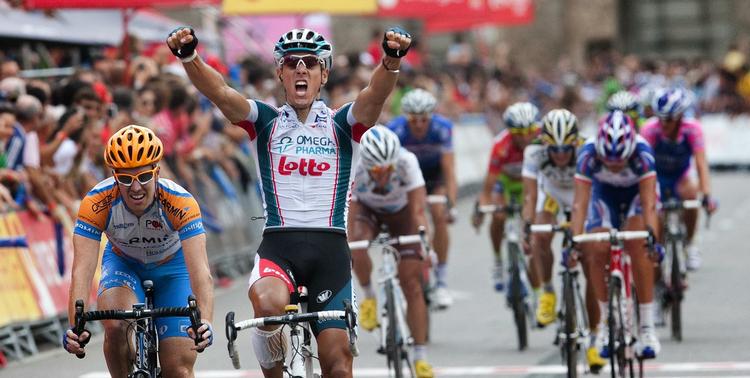 storform. Philippe Gilbert vinder 19. etape af Vuelta a Espana. Belgieren er en af favoritterne til VM-titlen. Arkivfoto. 