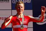 nationalitetsskifte. Her vinder Linda Villumsen bronze som dansker. I dag vandt hun for sit nye fædreland. Arkivfoto. 