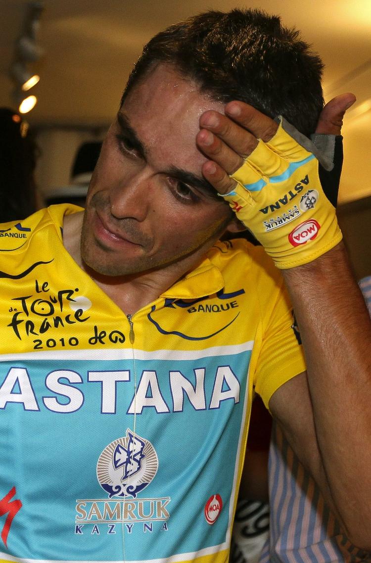 dopet. Spanske Alberto Contador har tidligere været under mistanke for dopingmisbrug, men nu har en test vist, at rytteren brugte et ulovligt stof under Tour de France. Arkivfoto. 