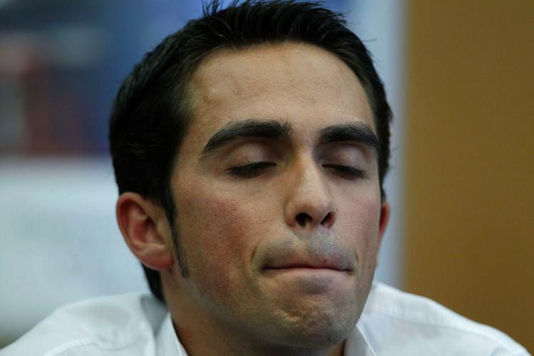 Forsvarstale. Alberto Contador indkaldte i går til pressemøde, hvor han bedyrede sin uskyld. 