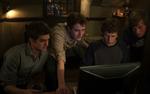 Andrew Garfield, Joseph Mazzello, Jesse Eisenberg og Patrick Maple i aktion i den nye Facebook-film, som er åbnet i fin stil i staterne. 