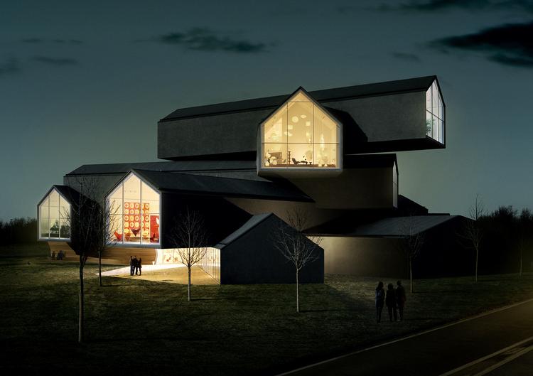 Vitras ansatte udfolder sig i kreative omgivelser i hovedsædet Vitra Campus. Det såkaldte VitraHaus på billedet er tegnet af Herzog &amp; de Meuron. 