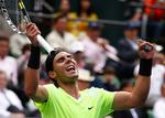 suveræn. Rafael Nadal jubler over sejren mod Gael Monfils i finalen i Japan. 