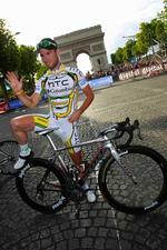 utilfreds. Britiske Mark Cavendish ved paraden efter afslutningen af årets Tour de france. Arkivfoto. 