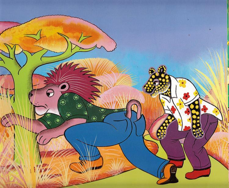 Glemsomme. Løve og leopard på jagt. John Kilaka fra Tanzania er kendt i Europa, men først nu bliver hans billedhistorier tilgængelige for landets egne børn. 
