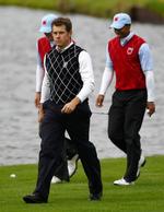 baghjul. Lee Westwood er ny nummer et i verden, mens Woods (bagerst) er nummer to. Arkivfoto. 
