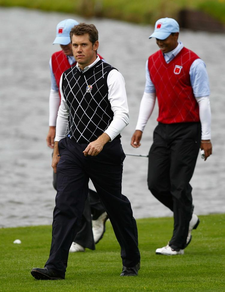 baghjul. Lee Westwood er ny nummer et i verden, mens Woods (bagerst) er nummer to. Arkivfoto. 
