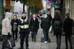 Police patrol Nordstan in central Gothenburg this weekend after an alleged bomb threat directed at the city. 