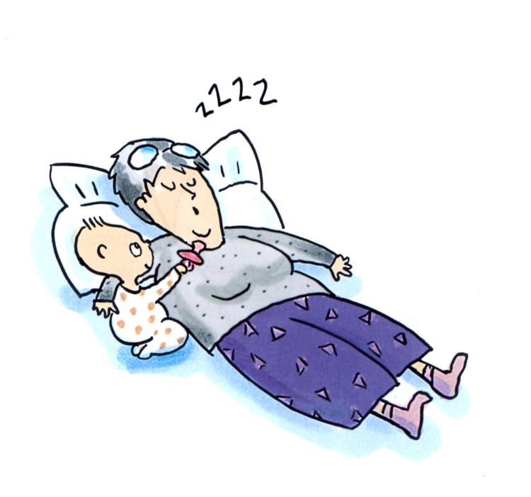 PUTTEFÆLDEN. Nu sover bedste da omsider... Tegning fra bogen: Rina Dahlerup