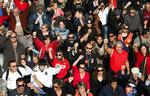 Strikes. People raise their fists during a demonstration in Marseille, southern France, Thursday, Oct. 28, 2010. 