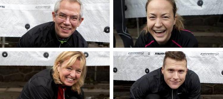 Løberne Bo Ivan Ansbjerg (øv. tv.), Maria Krüger (øv. th.), Lene Hansen (ned. tv.) og Eilev Skinnermo (ned. th.) står alle overfor deres første maratonløb. 