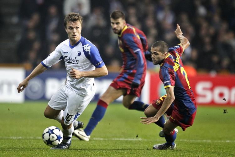 Succes. Jesper Grønkjær var en af de store FCK-spillere i 1-1-kampen mod Barcelona. 