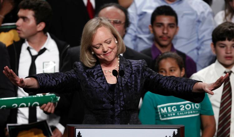 Nederlag. Meg Whitman måtte i nat fortælle sine tilhængere, at hun ikke formåede at hive sejren i land. 