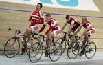 omnium. Banelandsholdet under træning i marts 2009. Fra venstre: Christian Ranneries, Niki Byrgesen, Daniel Kreutzfeldt og Michael Færk. Arkivfoto. 