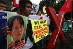 Election. Protesters display their placards as they call for the boycott of the planned Nov. 7 election in Myanmar during a rally in front of the Department of Foreign Affairs Friday, Oct. 22, 2010 in suburban Pasay City, south of Manila, Philippines. 