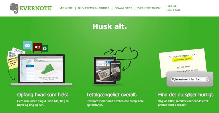 På Evernote.com kan du hente softwaren til både Mac og Windows-baserede pc’er samt læse meget mere om, hvordan tjeneste og software egentlig fungerer. 