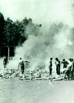 Vidnesbyrd. Medlemmer af Sonderkommandoen i færd med at slæbe lig hen til de åbne ligbrændingsgruber i Birkenau sommeren 1944. 