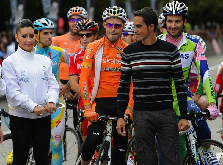 Dopingsag. Fremtiden for Alberto Contador (i sort) er uvis. 