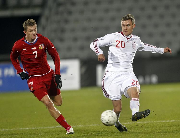 Lyndebut. Andreas Bjelland kendte kun Mathias 'Zanka' Jørgensen på det hold, han fik debut på i Århus. Bjelland blev hasteindkaldt til truppen onsdag formiddag. 