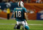 nedtur. Miami Dolphins quarterback Tyler Thigpen havde en elendig aften på kontoret. 