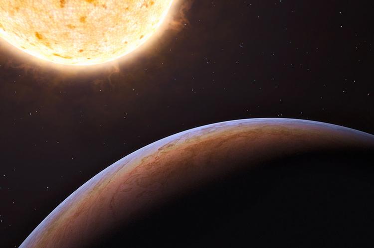 Opdagelse. Den nye planet (nederst) er den første, som man ved er kommet fra en anden galakse end vores egen, Mælkevejen. (tegning, ESO)S 