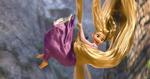 Rapunzel. Den hårfagre heltinde fra Grimm-eventyret bliver den sidste, eventyrlige hovedperson i en Disney-animationsfilm i meget lang tid. Foto fra 'To på flugt - et hårrejsende eventyr'. (pr) 