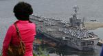 Kæmpestort. Hangarskibet 'USS Washington' deltog også i en amerikansk-sydkoreansk øvelse i august, hvor dette billede stammer fra. 