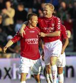 Rasmus Würtz (tv) tror fortsat på overlevelse for Vejle i superligaen. Arkivfoto. 