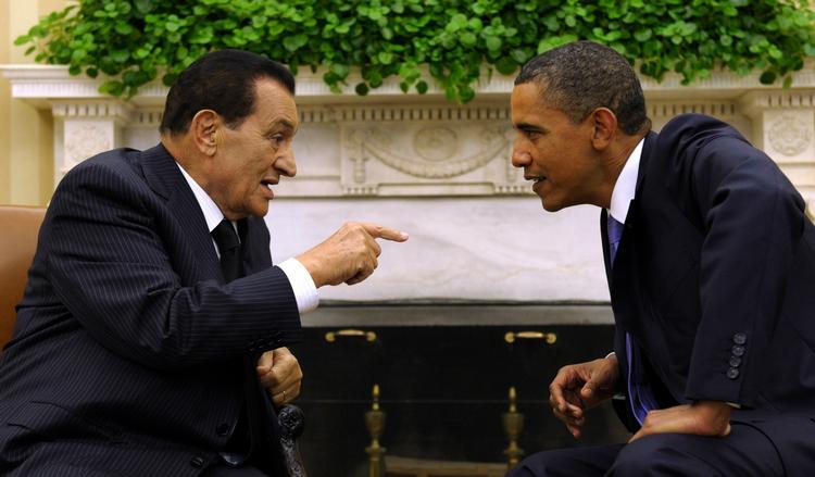 Barack Obama sammen med Egyptens præsident Hosni Mubarak. 