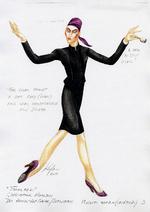 Op-på-tå. Ballet inspirerer moden, og Den Kongelige Ballet har gjort den  klassiske ballet 'Tornerose' nutidig med enkle kostumer og  en modernistisk scenografi. Skitse:  Jérôme Kaplan. Se skitsen i større udgave nederst. 