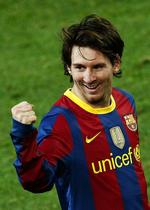 Barcelonas Lionel Messi jubler efter holdets femte scoring. 