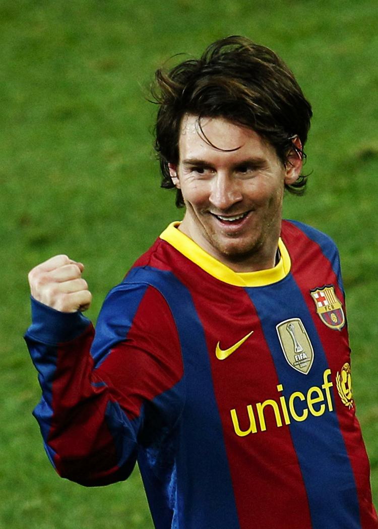 Barcelonas Lionel Messi jubler efter holdets femte scoring. 