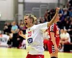 fordækt? Ann Grete Nørgaard scorede syv gange, da Danmark vandt over Serbien 26. november. 