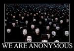 Anonymous. Aktivistnetværket har fundet sig et symbol i Guy Fawkes-masken, udødeliggjort i værket 'V for Vendetta'. Billedet er et skærmdump fra en af 'Anonymous'- videoerne. 