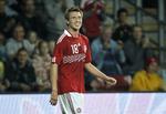 målscorer. Mads Junker efter scoringen til 2-2 i landskampen mod Tyskland. 