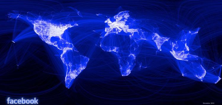 Kortet, som er lavet i Facebooks udviklingsafdeling, består udelukkende af linier mellem brugere. Der er ikke tegnet andre kortdata ind. 