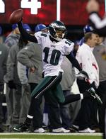 comeback. Philadelphia Eagles' DeSean Jackson jubler over sin afgørende scoring i kampens sidste sekunder. 