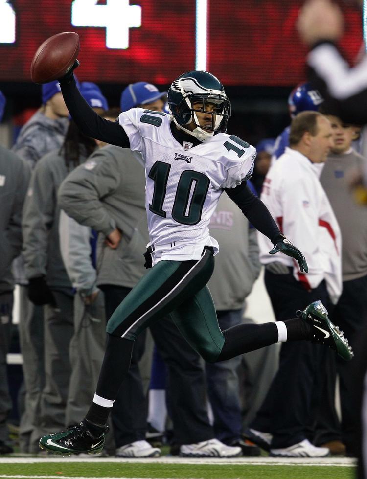 comeback. Philadelphia Eagles' DeSean Jackson jubler over sin afgørende scoring i kampens sidste sekunder. 