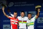 topresultat. Matti Breschel (t.v.) blev ved VM  slået af norske Thor Hushovd (i midten), mens holdt Allan Davis (t.h.) bag sig. 