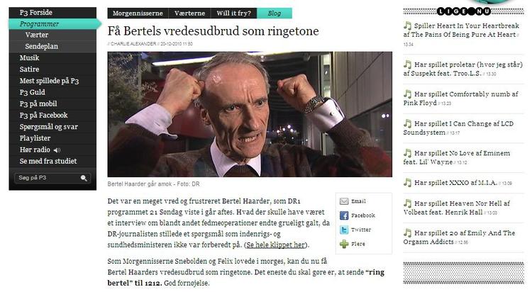 Ups. Sådan så det ud på DR's hjemmeside indtil for kort tid siden. Kanalchefen mente ikke, der var noget galt med den lille gimmick, men man har jo en holdning, til man får en ny. 