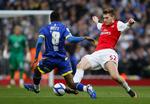 1-1. Nicklas Bendtner kunne ikke overliste landsmanden Kasper Schmeichel i dagens FA Cup-opgør. 
