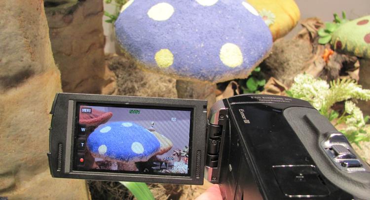 Sonys videokamera med navnet HDR-TD10 optager video i 3D med to linser og viser resultatet i 3D på den medfølgende skærm uden at brugeren skal bruge briller. 