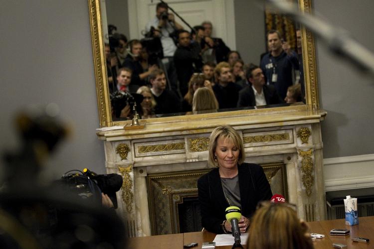 Afgang. Lene Espersen mødte velforbeeredt op til sit sidste pressemøde spom partileder. 