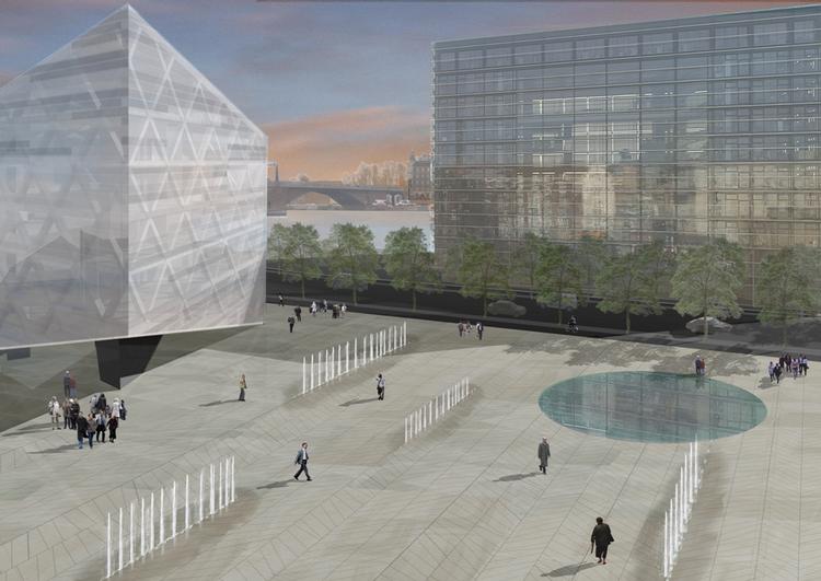 Nyt. Der skal findes et navn til en ny plads, der måler 5.000 kvm. Pladsen indvies til maj, men navnekonkurrencen offentliggøres i dag. Illustration: SLA. 