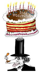 fødselar. Wikipedia regnes nu for ligeså pålidelig som Encyclopedia Britannica. Men på et tidspunkt kunne man læse, at H.C. Andersen blev »født ud af røven« på sin mor. Kan man tro på det?Tegning: Jørn Villumsen 