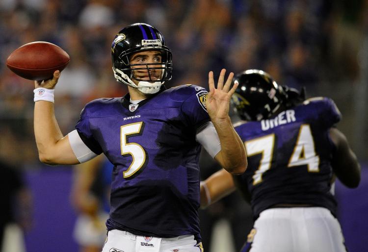 Tal. Joe Flacco og Baltimore Ravens møder Pittsburgh sent lørdag aften. 